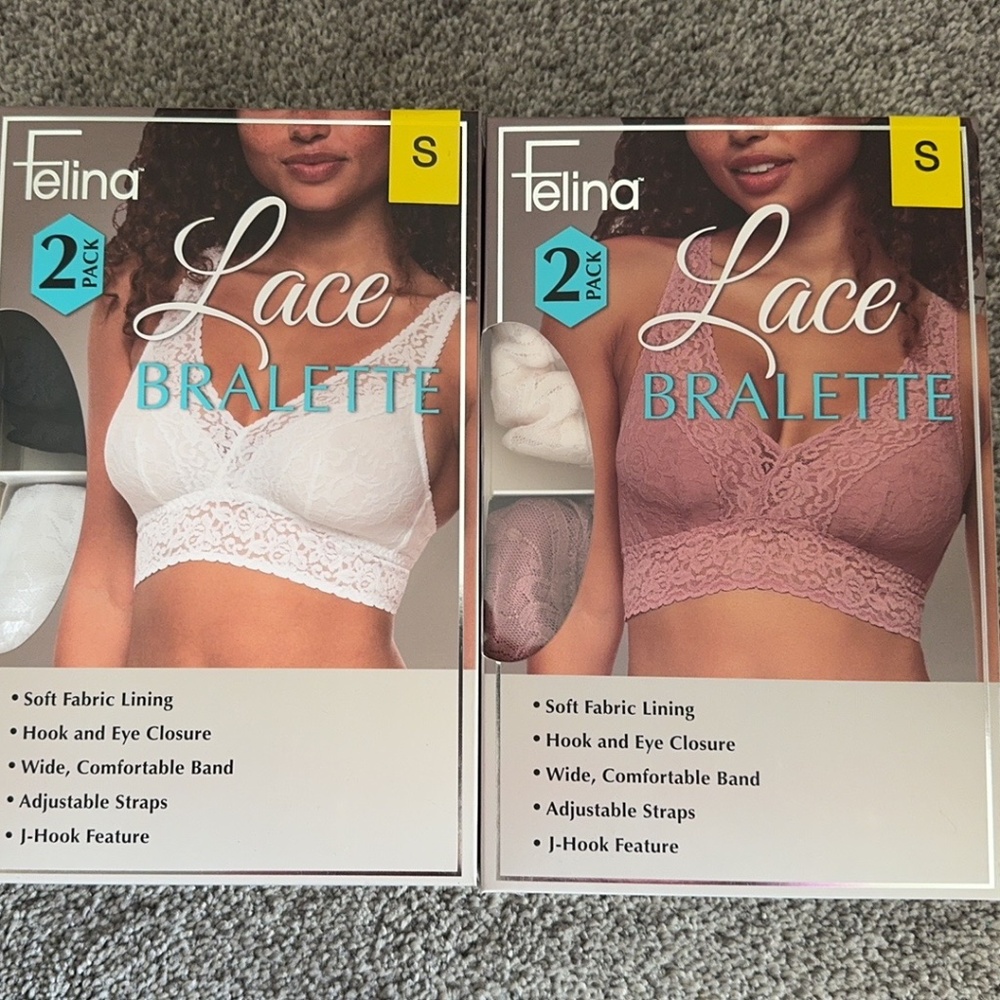 Felina Ladies 2 Pack Lace Bralette NIB